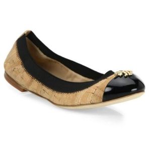 Tory Burch Jolie Cork Ballet Patent Flats